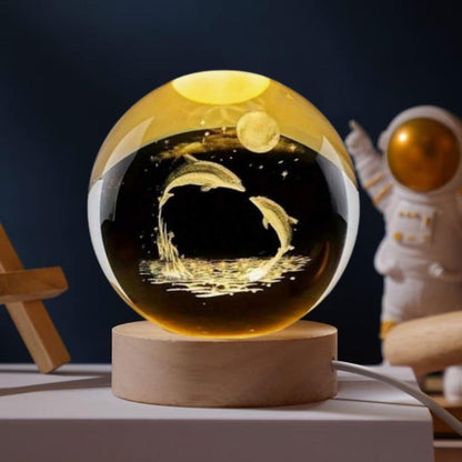 Desidiya Universe Crystal Ball Night Light,2.4 Inch Glass Ball Night LED Lamp with Woodern Base,Decorations Gifts for Men,Women,Kids,Boys,Girls,Teens