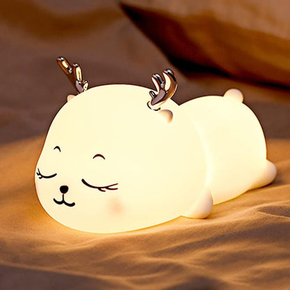One94Store Cute Little Rabbit Silicone Night Lamp, Rechargeable Touch LED Bedside Light for Kids Bedroom, Romantic Decor, Baby Gift