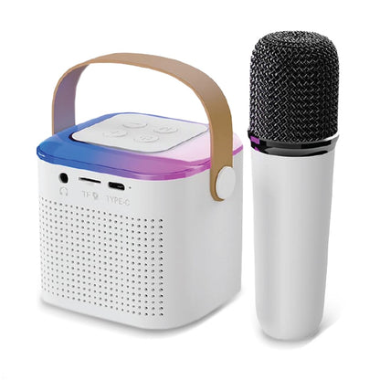 Wembley Rechargeable Karaoke Mic with Speaker for Singing | Wireless Mini Portable Bluetooth Speaker with Microphone & LED Lights | Cute Birthday Gift for Kids Musical Toys for Boys, Girls and Adults
