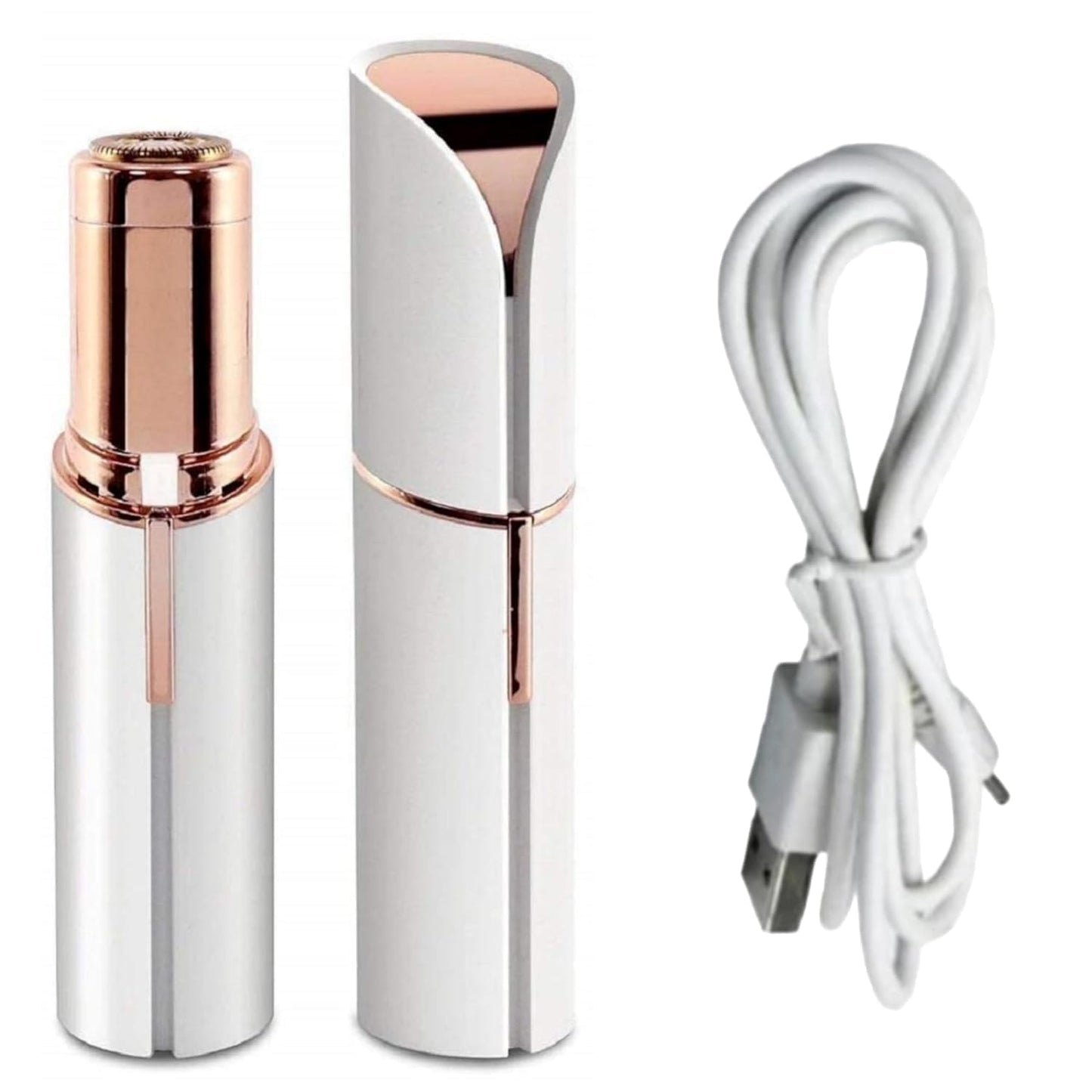 VIFERA 2-in-1 Eyebrow Trimmer for Women - Facial Hair Removal Machine For Women - Face,Upper Lips,Cheek, Chin and Nose Hair Trimmer, USB RECHARGEABLE Epilator With Light(2IN1 White)