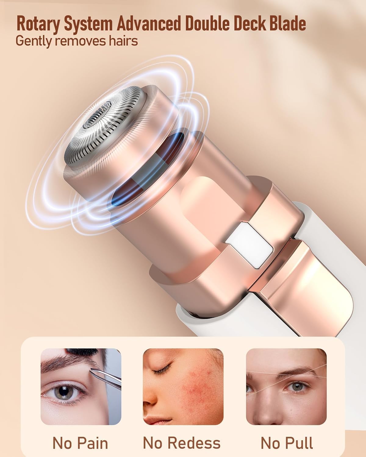 VIFERA 2-in-1 Eyebrow Trimmer for Women - Facial Hair Removal Machine For Women - Face,Upper Lips,Cheek, Chin and Nose Hair Trimmer, USB RECHARGEABLE Epilator With Light(2IN1 White)