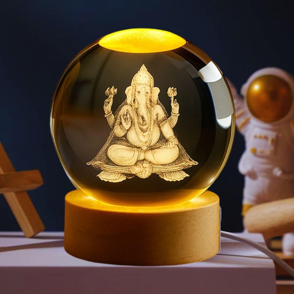 Desidiya Universe Crystal Ball Night Light,2.4 Inch Glass Ball Night LED Lamp with Woodern Base,Decorations Gifts for Men,Women,Kids,Boys,Girls,Teens