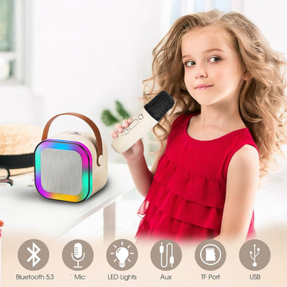 Wembley Rechargeable Karaoke Mic with Speaker for Singing | Wireless Mini Portable Bluetooth Speaker with Microphone & LED Lights | Cute Birthday Gift for Kids Musical Toys for Boys, Girls and Adults