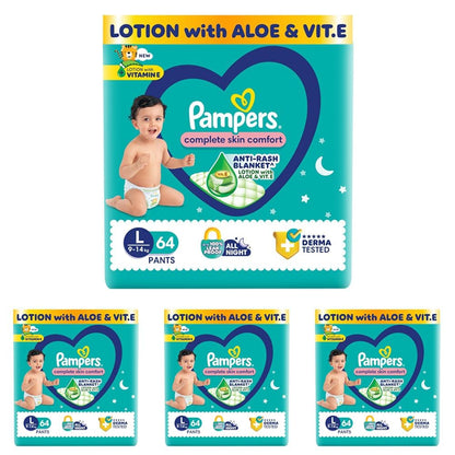 Pampers Complete Skin Comfort Pants, (XL) 56 Count, Anti-rash blanket, Lotion with Vitamin E & Aloe Vera, Extra Large size baby diapers, 12-17kg