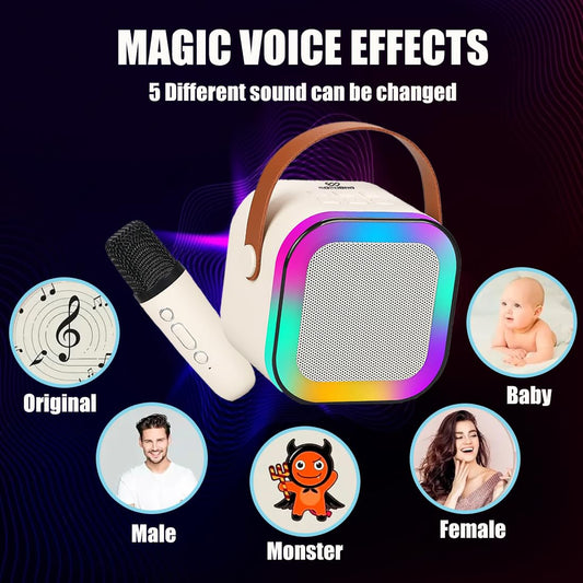 Wembley Rechargeable Karaoke Mic with Speaker for Singing | Wireless Mini Portable Bluetooth Speaker with Microphone & LED Lights | Cute Birthday Gift for Kids Musical Toys for Boys, Girls and Adults