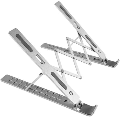 Dyazo 6 Angles Adjustable Aluminum Ergonomic Foldable Portable Tabletop Laptop/Desktop Riser Stand Holder Compatible for MacBook, HP, Dell, Lenovo & All Other Notebook (Silver)