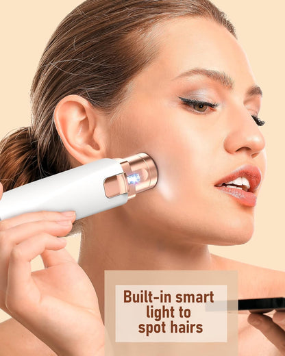 VIFERA 2-in-1 Eyebrow Trimmer for Women - Facial Hair Removal Machine For Women - Face,Upper Lips,Cheek, Chin and Nose Hair Trimmer, USB RECHARGEABLE Epilator With Light(2IN1 White)