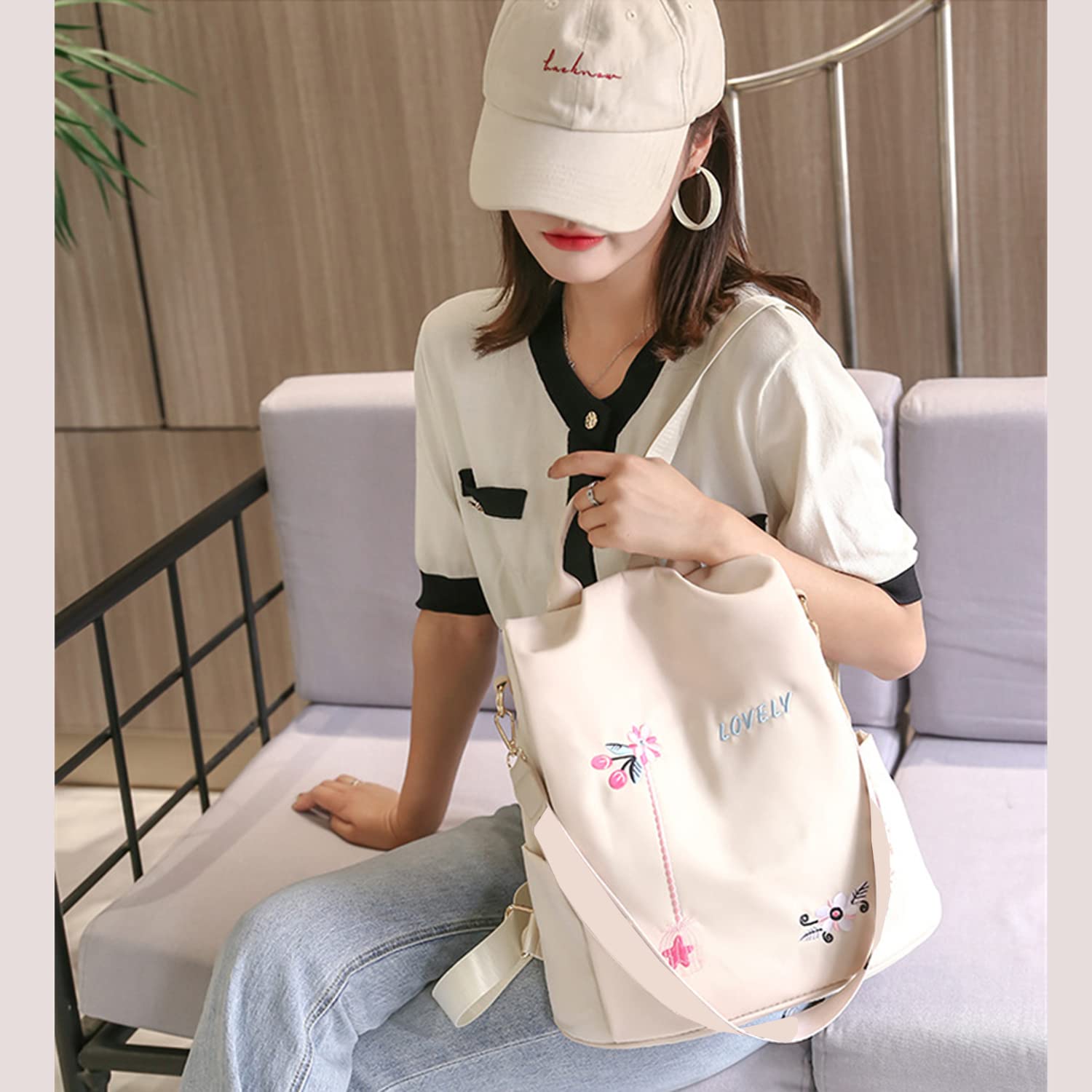 IRMAO 2021 New Flower Embroidered Artistic National Style Oxford Small Capacity Women's Bag Generation Backpack