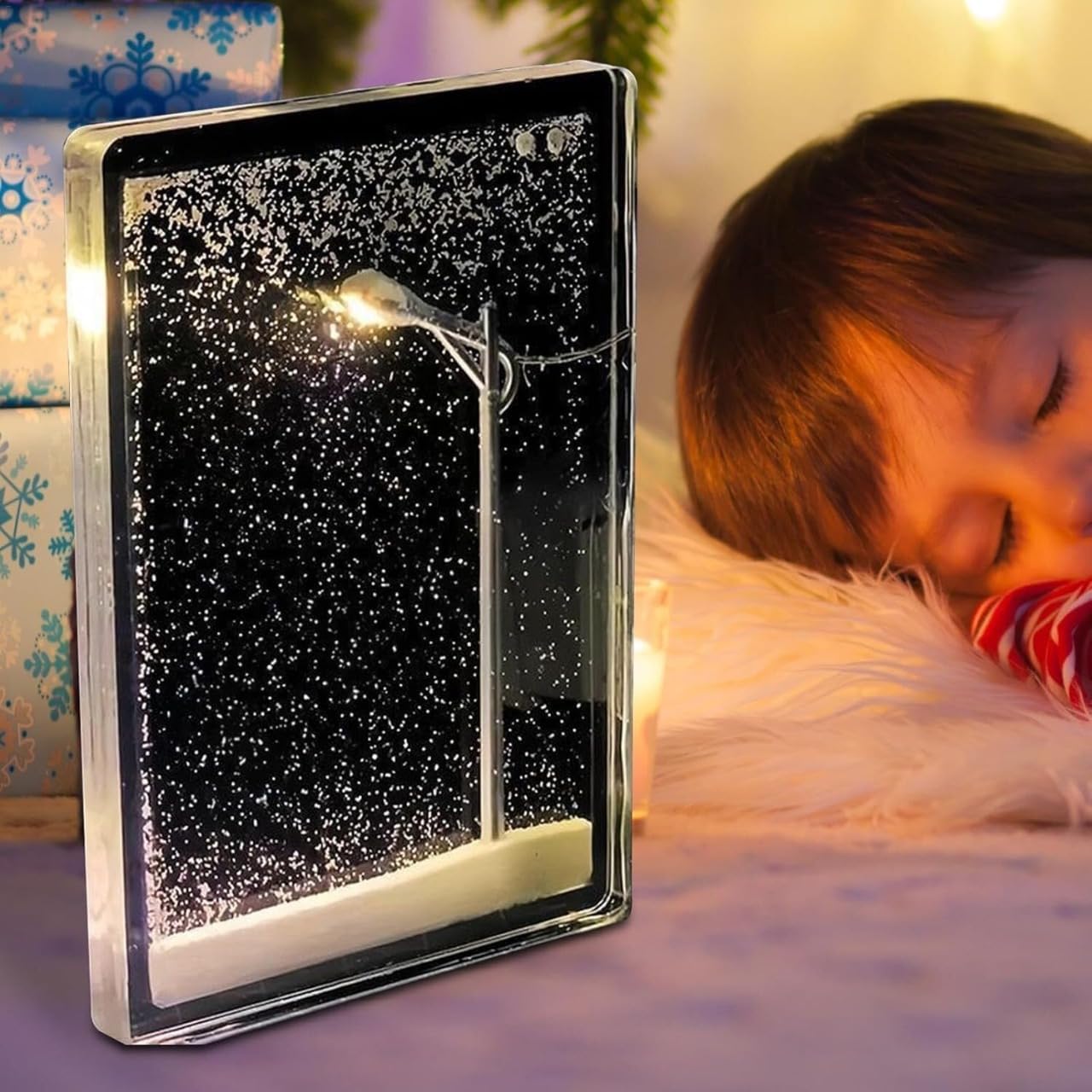 Desidiya Universe Crystal Ball Night Light,2.4 Inch Glass Ball Night LED Lamp with Woodern Base,Decorations Gifts for Men,Women,Kids,Boys,Girls,Teens