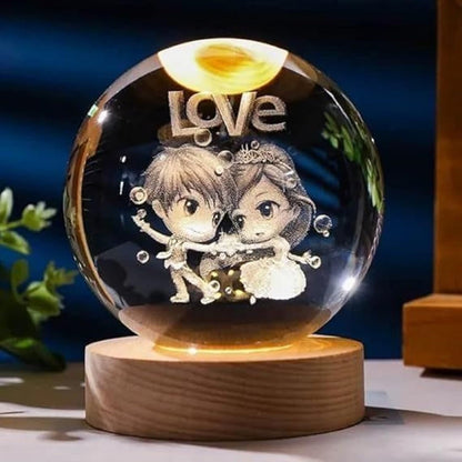 Desidiya Universe Crystal Ball Night Light,2.4 Inch Glass Ball Night LED Lamp with Woodern Base,Decorations Gifts for Men,Women,Kids,Boys,Girls,Teens