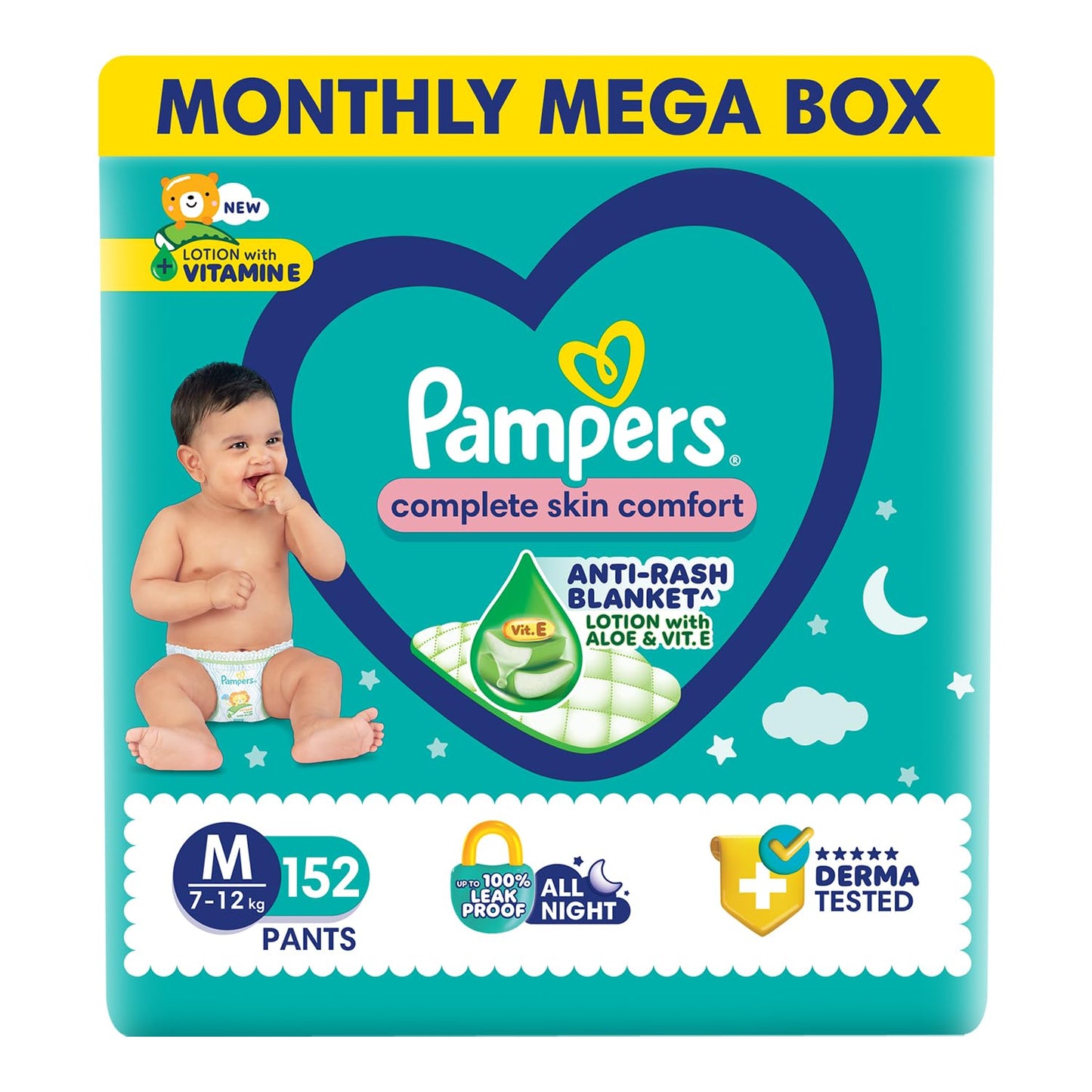 Pampers Complete Skin Comfort Pants, (XL) 56 Count, Anti-rash blanket, Lotion with Vitamin E & Aloe Vera, Extra Large size baby diapers, 12-17kg