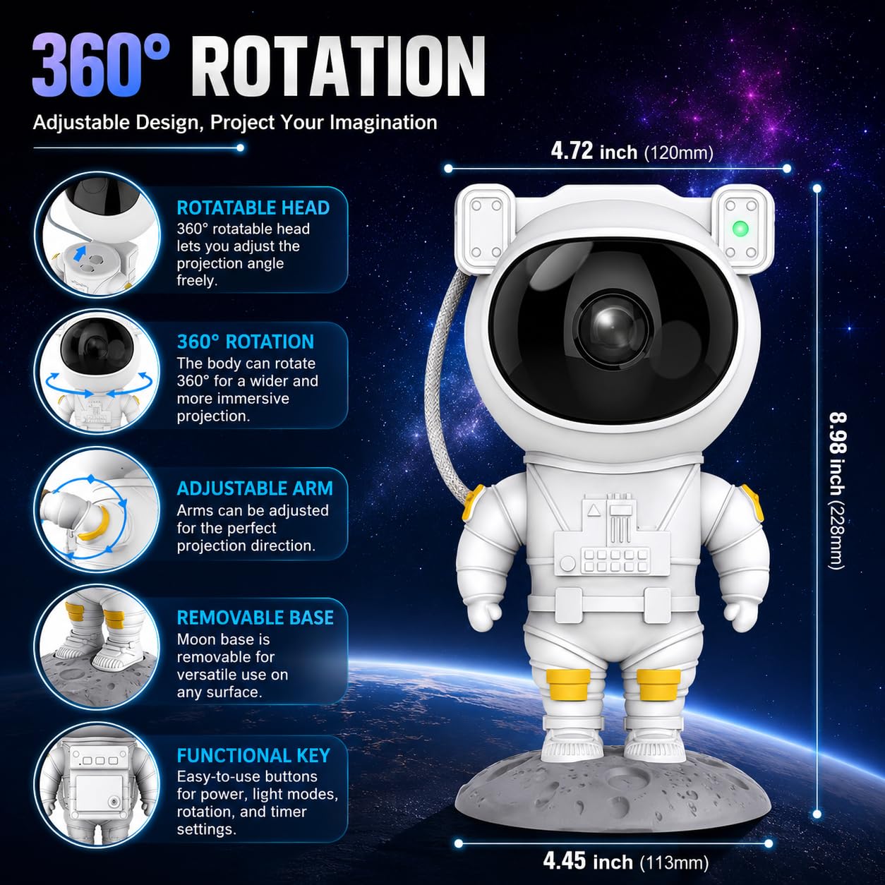 One94Store Space Projector Night Light – Nebula Star Projector with Remote Control, Space Lamp for Kid’s Bedroom, Gifts, Gaming Room, Home & Décor and Parties (Corded Electric)