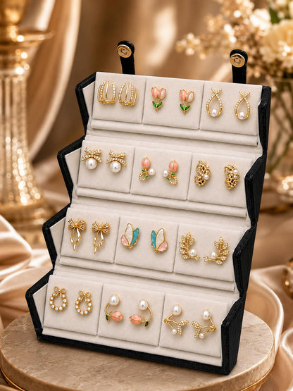 Shining Diva Fashion 12 Pairs Set Earrings for Women Girls with Stylish Organizer Box | Valentine Birthday Rakshabandhan Gifts for Girls Girlfriend Wife Sister