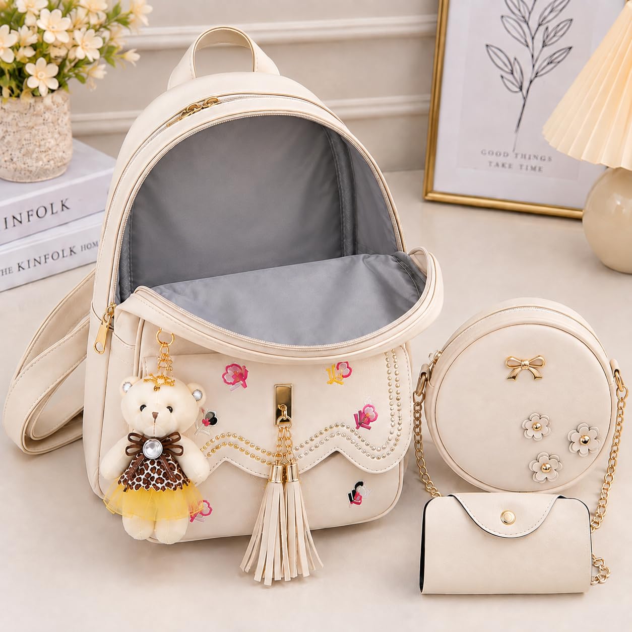 ShopyVid 3-Piece Mini Backpack Set for Women & Girls | Rakhi Gift for Sister | Raksha Bandhan Gift for Sister