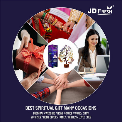 JD FRESH 300 Beads, 7 Chakra Crystal Tree, Showpiece Good Luck and Positive Energy, Showpiece for Living Room, Natural Healing Gemstones Money/Lucky Tree for Good Luck, Multicolor