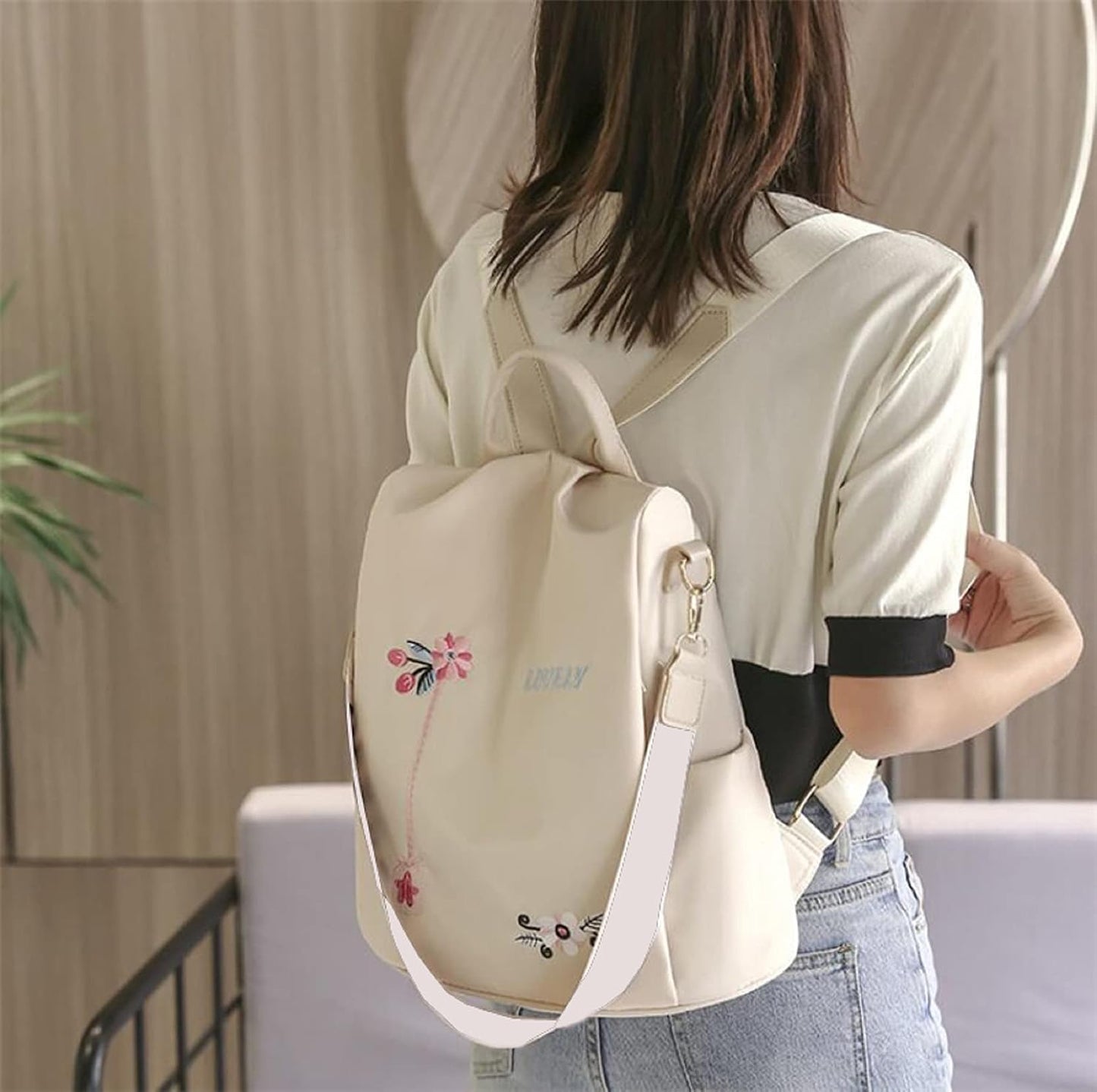 IRMAO 2021 New Flower Embroidered Artistic National Style Oxford Small Capacity Women's Bag Generation Backpack