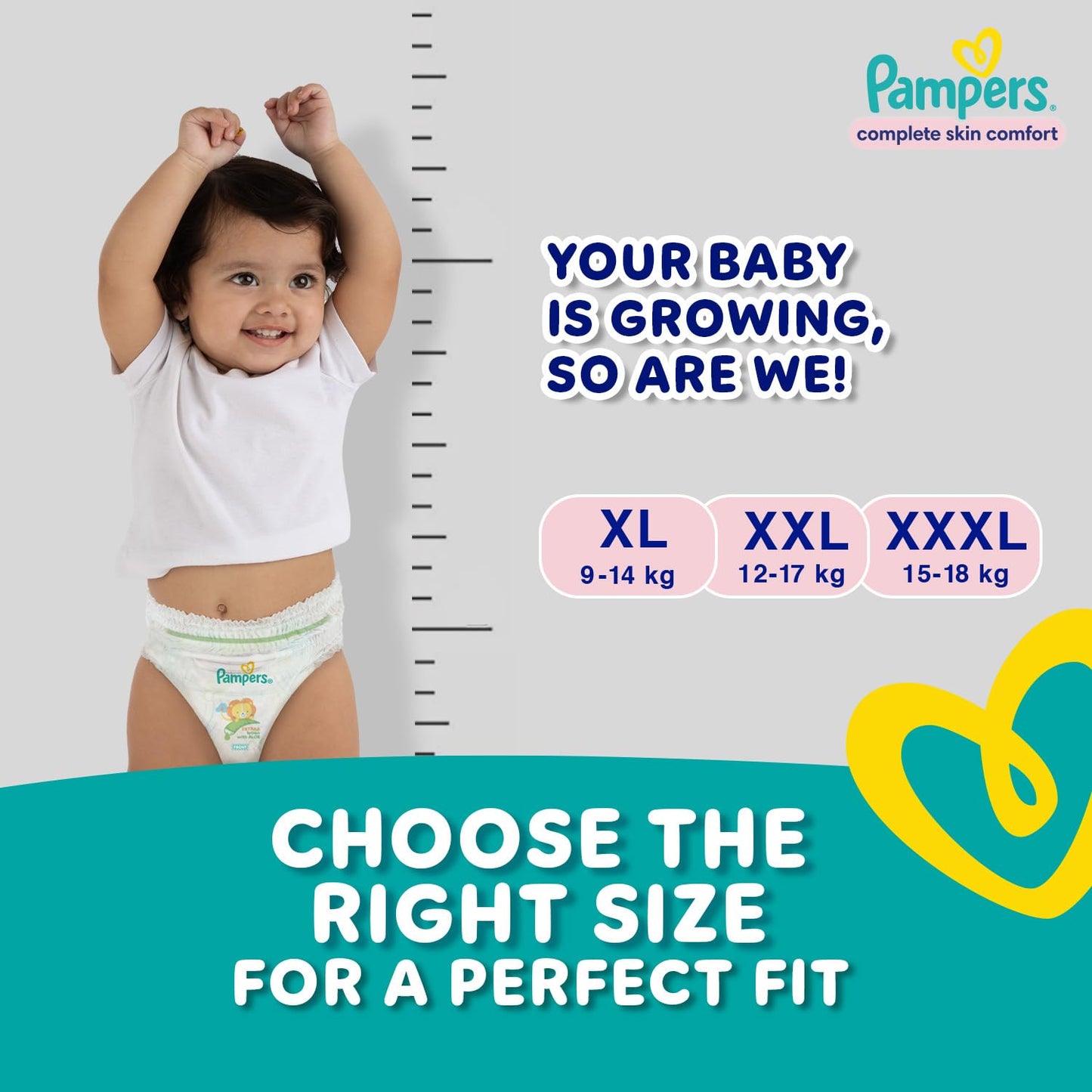 Pampers Complete Skin Comfort Pants, (XL) 56 Count, Anti-rash blanket, Lotion with Vitamin E & Aloe Vera, Extra Large size baby diapers, 12-17kg