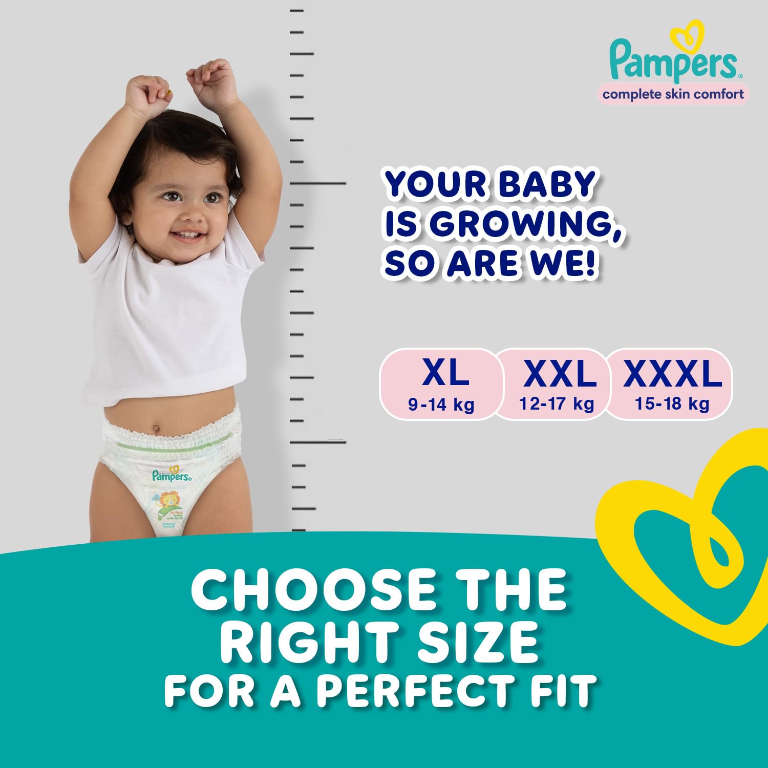 Pampers Complete Skin Comfort Pants, (XL) 56 Count, Anti-rash blanket, Lotion with Vitamin E & Aloe Vera, Extra Large size baby diapers, 12-17kg