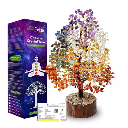 JD FRESH 300 Beads, 7 Chakra Crystal Tree, Showpiece Good Luck and Positive Energy, Showpiece for Living Room, Natural Healing Gemstones Money/Lucky Tree for Good Luck, Multicolor