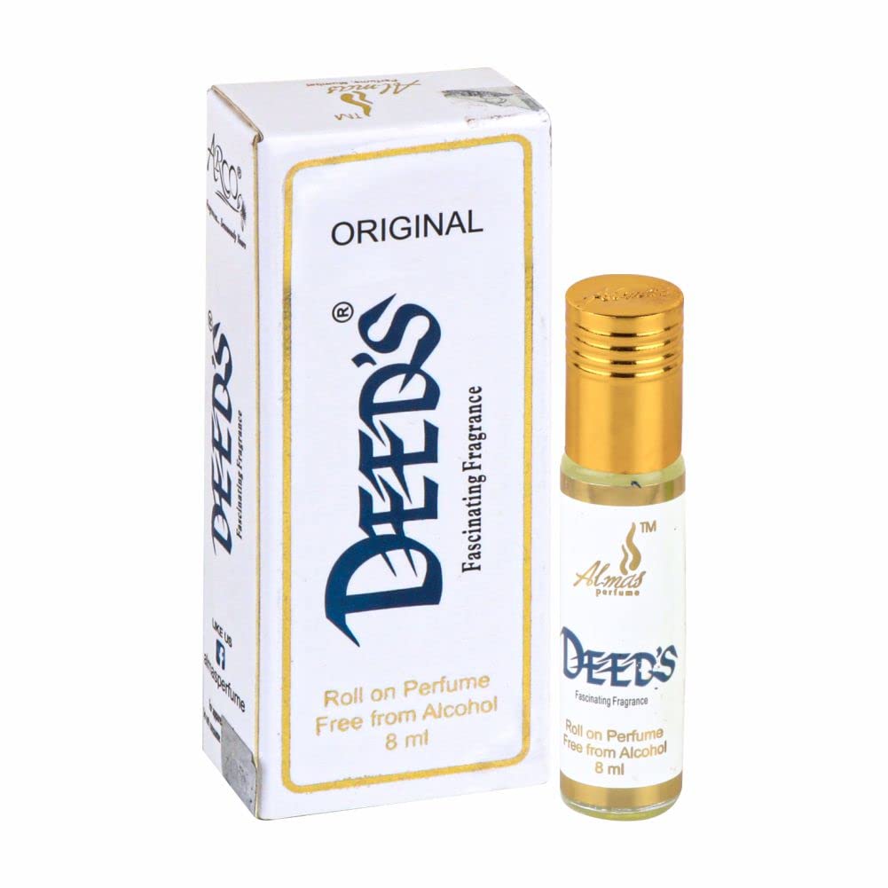 Almas Eco Series Deeds White For Men, 8ml Non Alcoholic Liquid Attar With Delightful Floral Aroma (Floral)