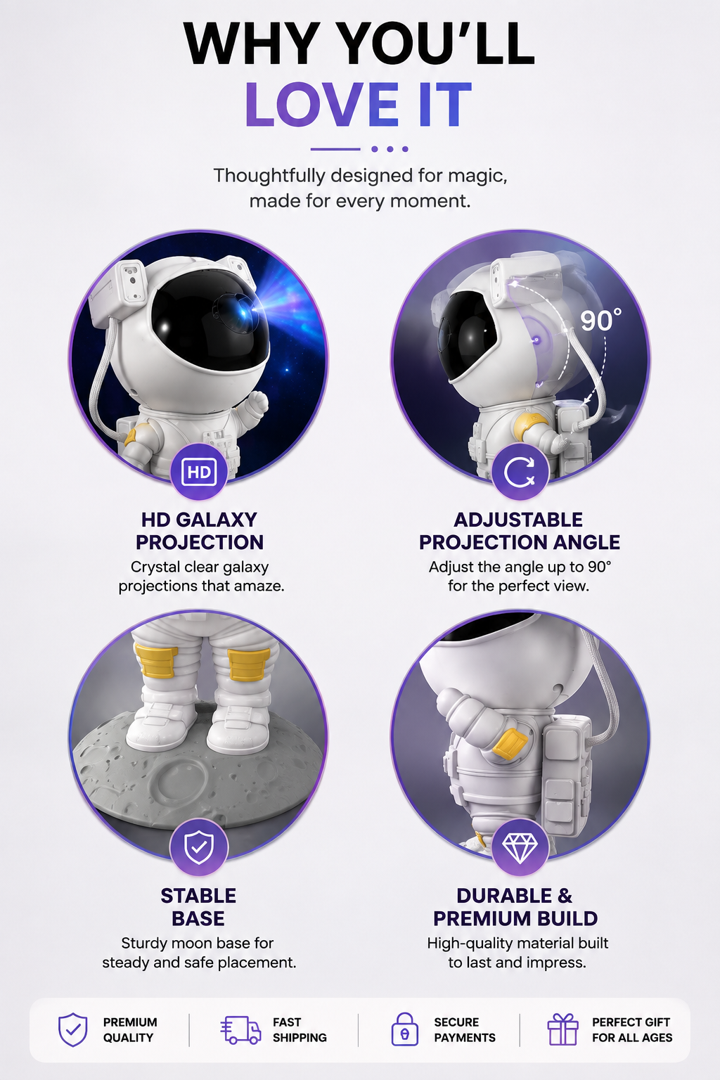Astronaut Galaxy Projector | Night Light with Remote Control