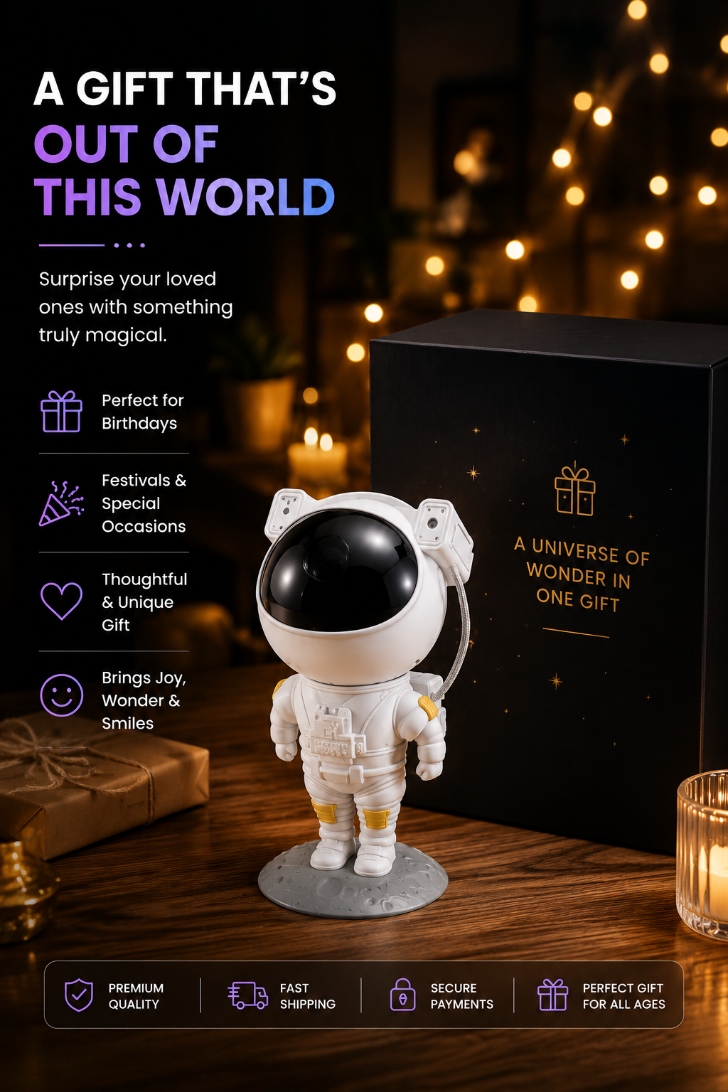 Astronaut Galaxy Projector | Night Light with Remote Control