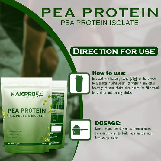 NAKPRO NUTRITION Pea Protein Isolate | 1 kg Unflavoured | 28g Protein | Plant Based Protein Powder